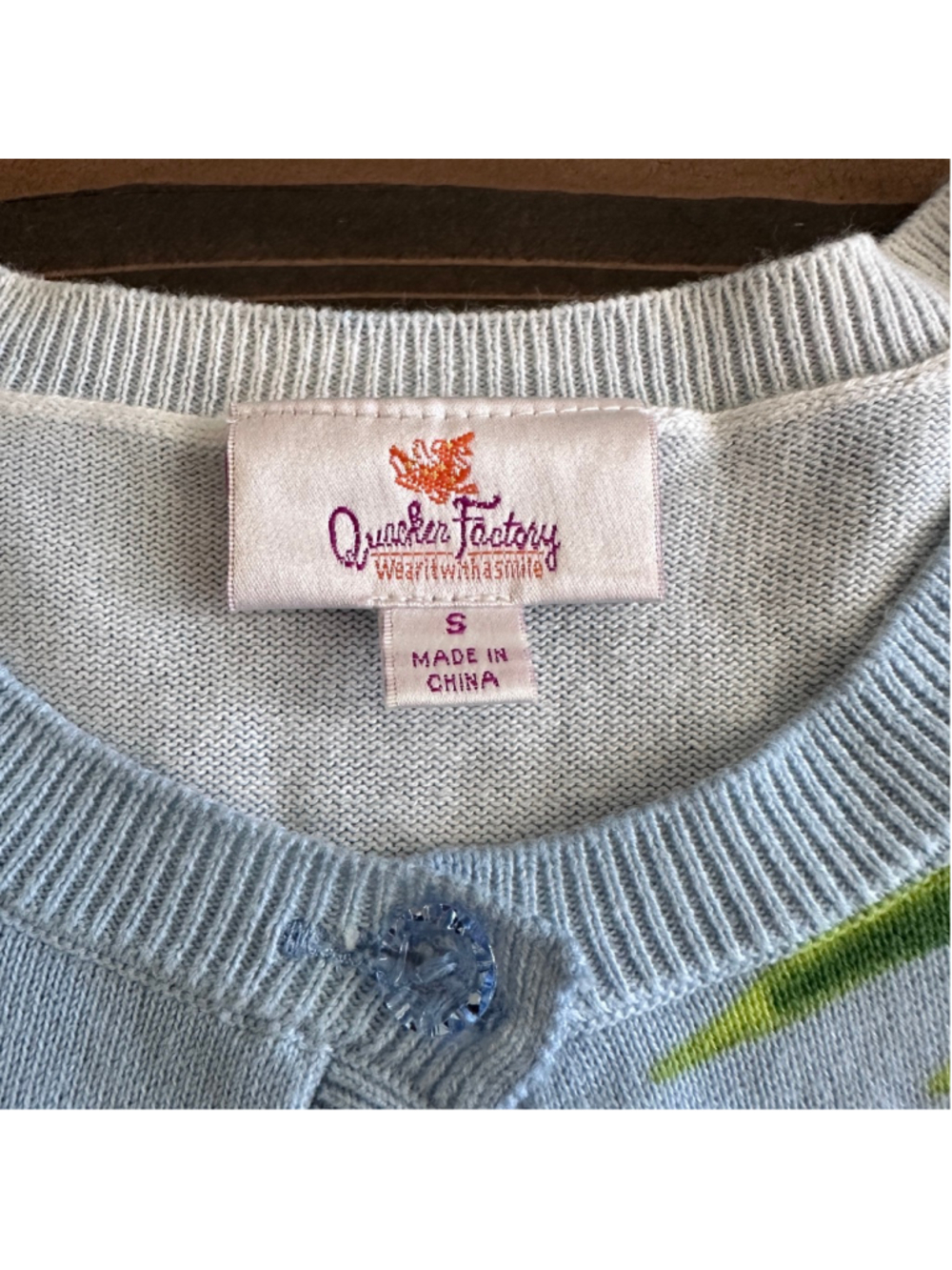 Quacker Factory Cardigan Womens S Light Blue Floral Rose Beaded Vintage - Picture 2 of 9